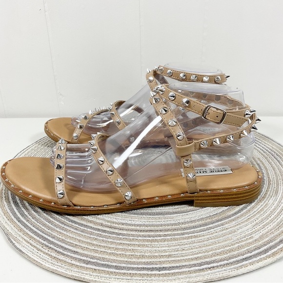 Steve Madden Nude Wrap Around Sandals Size 10 Spikes - Picture 2 of 7